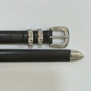 Elegant brown Leather Belt with Silver Buckle